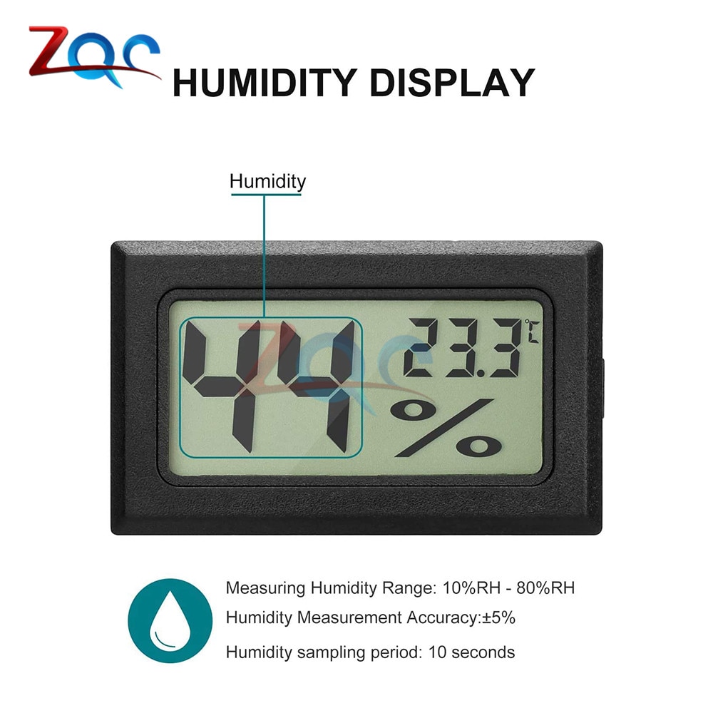 Round Mini LCD Digital Thermometer Hygrometer Temperature Indoor Convenient Temperature Sensor Humidity Meter Gauge Instruments