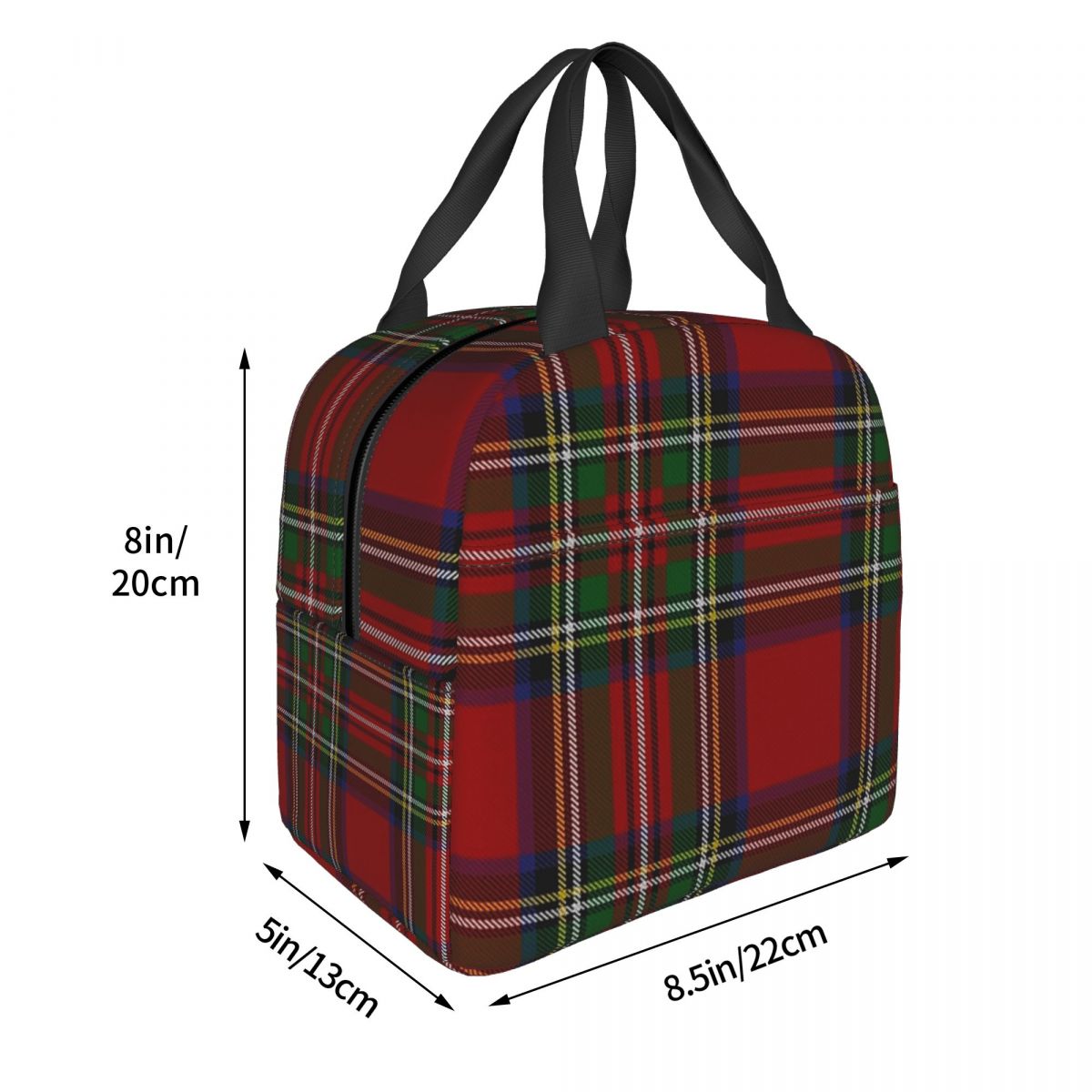 Royal Tartan Plaid Lunch Bag Waterproof Insulated Canvas Cooler Bag Thermal Cold Food Picnic Travel Tote for Women Children