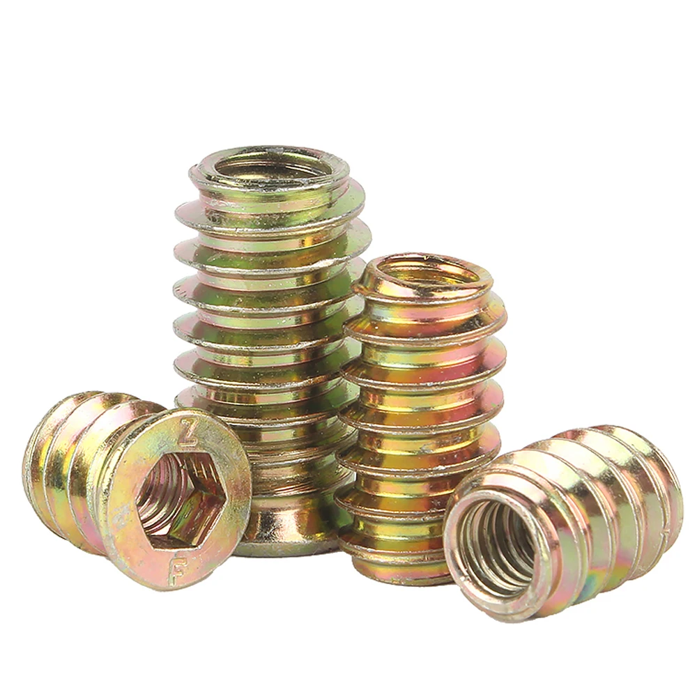 10/50 Stuks M6 M8 M10 Zink Legering Ijzer In Koolstofstaal Hex Socket Drive Insert Moeren Met Schroefdraad Voor Houten Meubelen