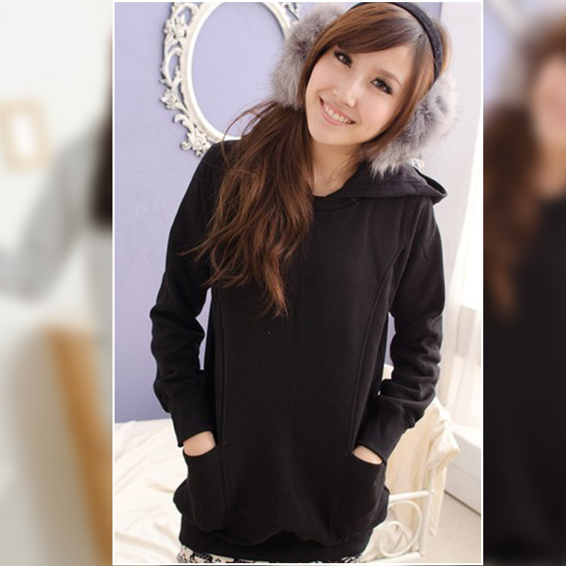 Emotion mammor gravidkläder gravid amningströjor amningskläder för gravida gravid hoodies tröja: Svart / Xl