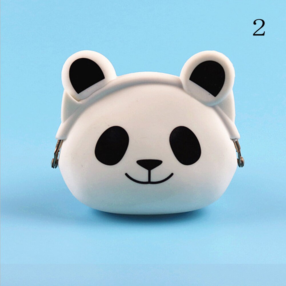 Women Coin Bag Silicone Storage Cute Animal Panda Cat Bear Mini Pouch Coin Bag Change Wallet Purse Hasp Wallet: 2