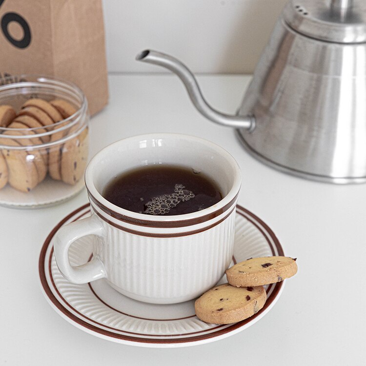 Simple Ceramic Coffee Cup Saucer Set Decor Teacup Ceramic Coffee Cups Chinese Travel Crockery Tazas De Cafe Tableware BJ50BD