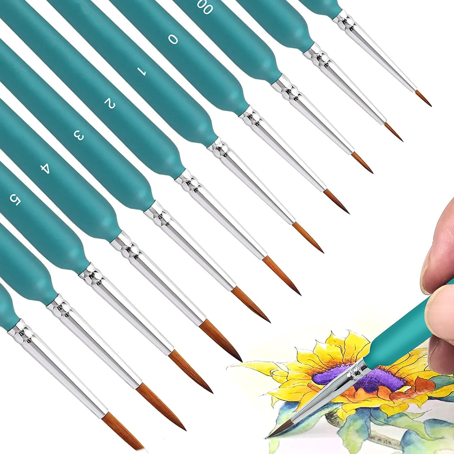 10/11pcs Miniature Paint Brushes, Detail Tip Paint Brushes Set With Ergonomic Handle - Suitable For Acrylic Painting, Oil, Wat