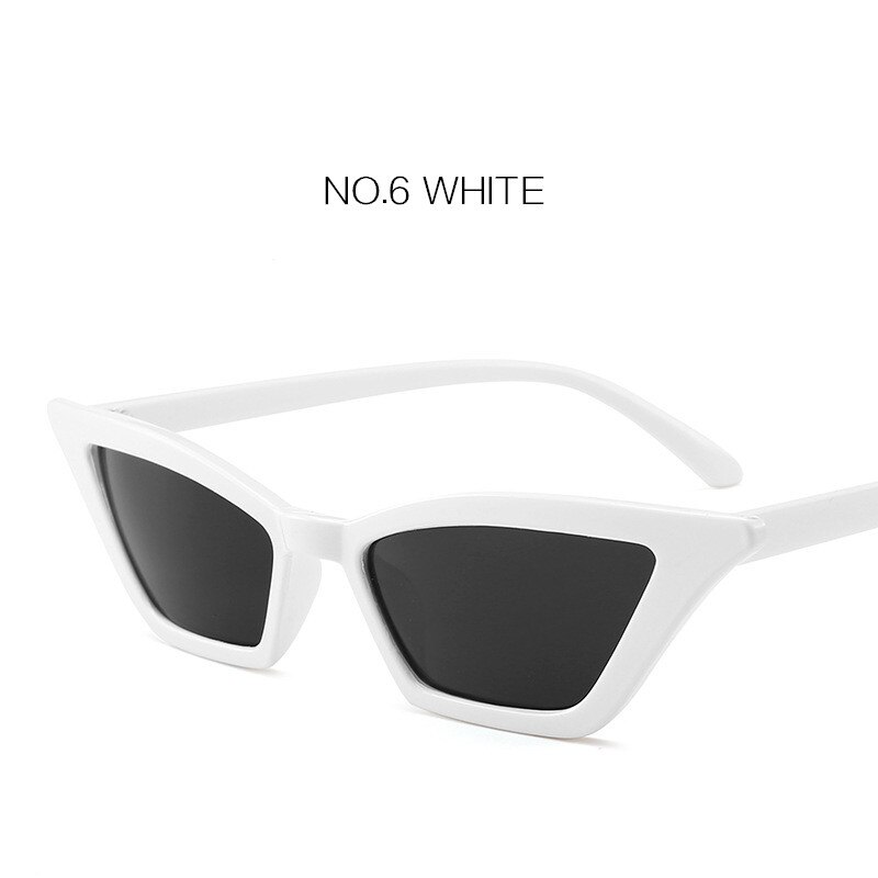 Nywooh vintage solbriller kvinder luksus cat eye brand solbriller damer lille rød sort briller  uv400: Hvid