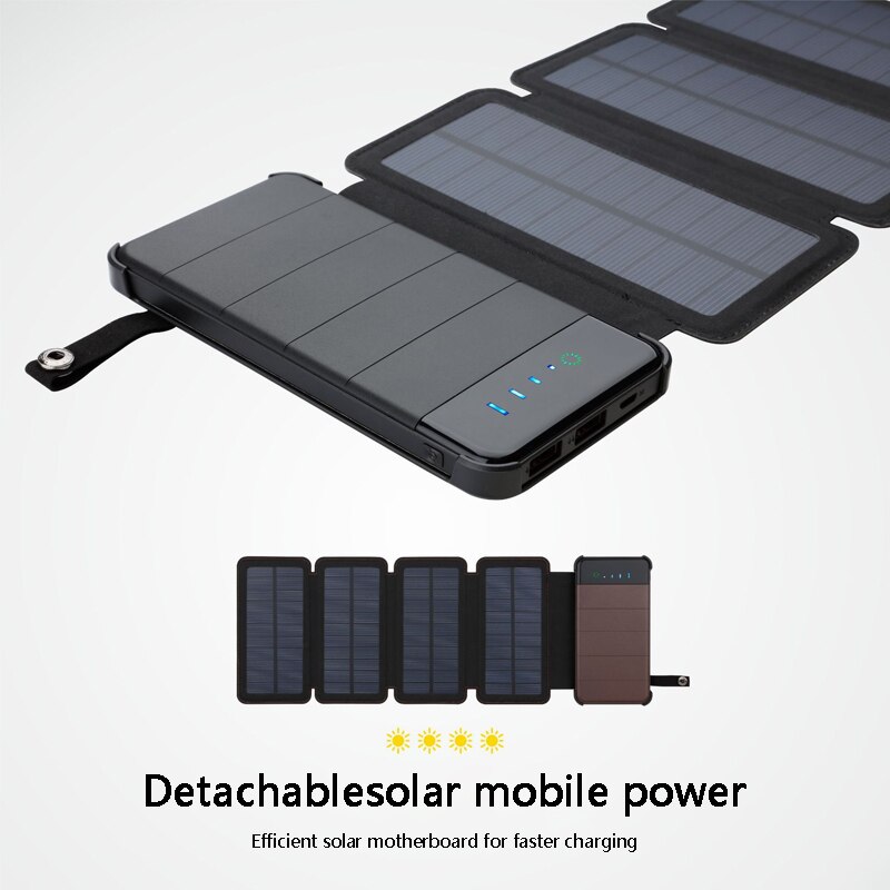 10000mAh Solar Power Bank Waterproof Solar Charger External Battery Backup Pack for Cell Phone Tablets