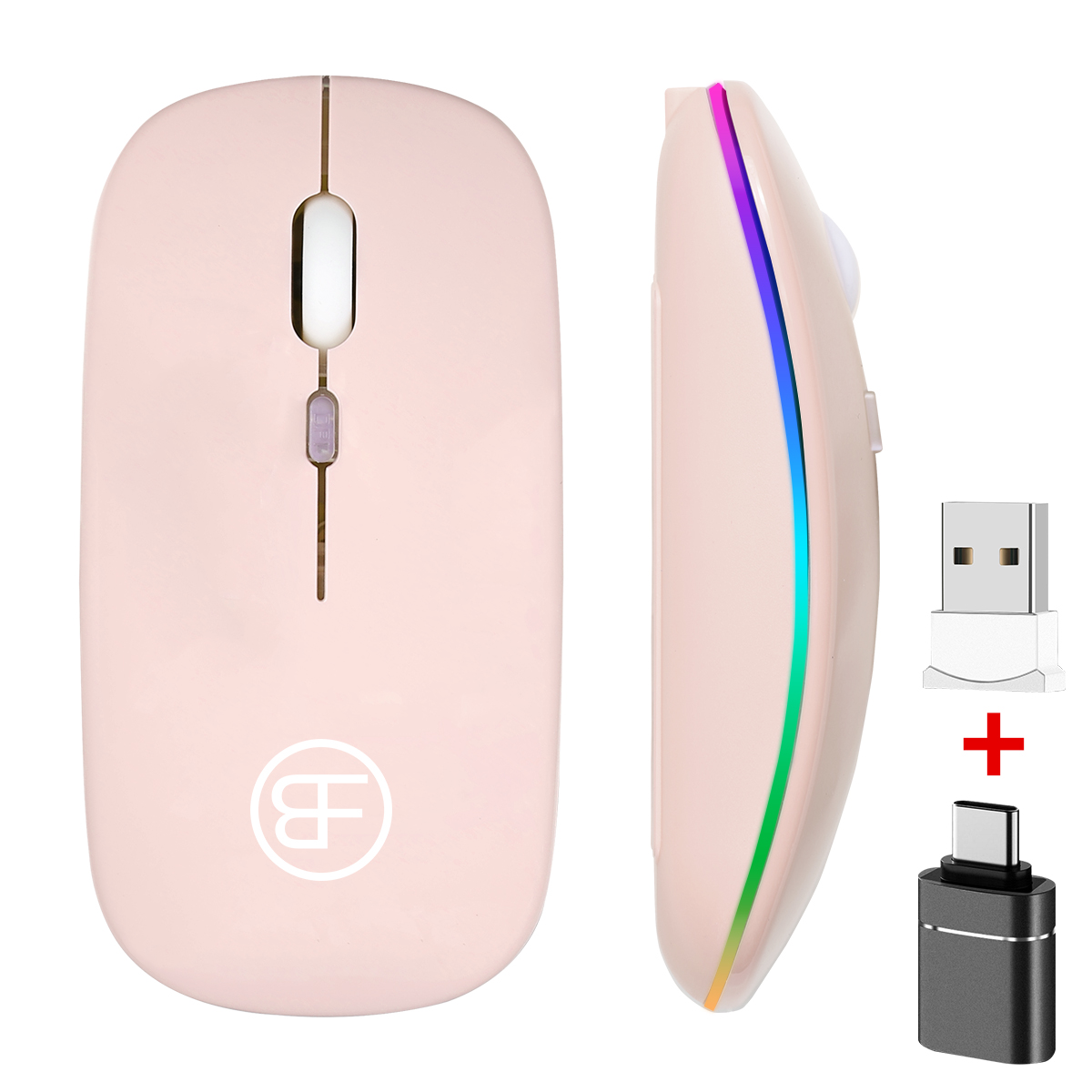Souris sans fil rvb souris Rechargeable souris d'ordinateur sans fil LED rétro-éclairé souris de jeu ergonomique pour ordinateur portable: Beige