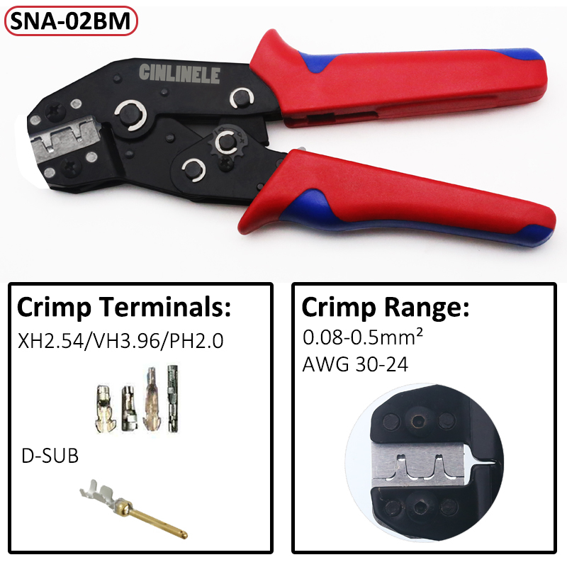 DuPont Terminals Crimp Pliers Interchangeable Dies Wire Crimper Crimping Tools Ratcheting SN-48B PH2.0 XH2.5 JST2.5 VH3.96: SNA-02BM