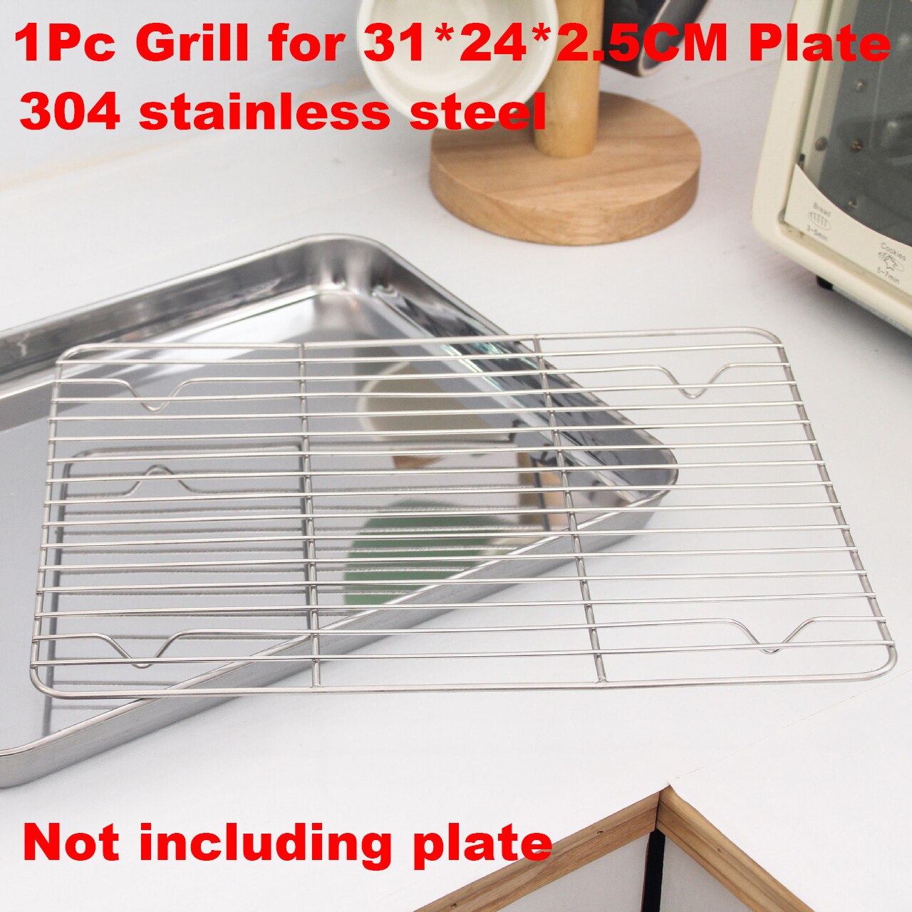 Steamed Vermicelli Roll Plate of 430 304 Stainless Steel Square Plate Water Pans Tray Steamed Flour with Flat Plate of Food Dish: 304 Grill 3