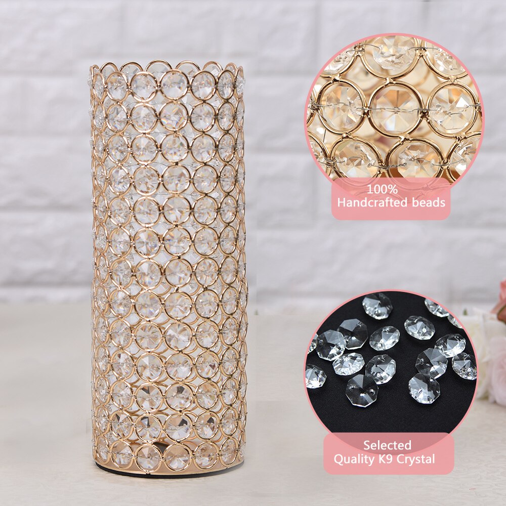VINGIANT Crystal Cylinder Flower Vases Candle Holders for Home Wedding Table Centerpieces Halloween Decoration Handmade