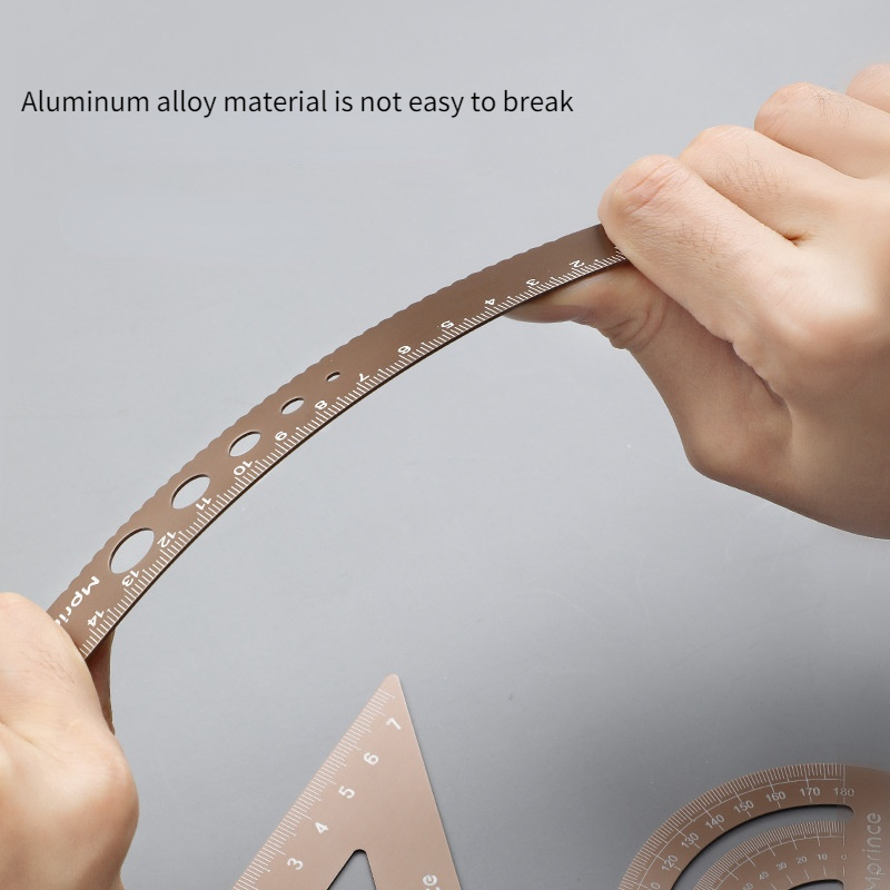 4 Pieces of Drawing Stationery Aluminum Ruler Student Accessories Office Supplies Civil Engineering Drawing Tools