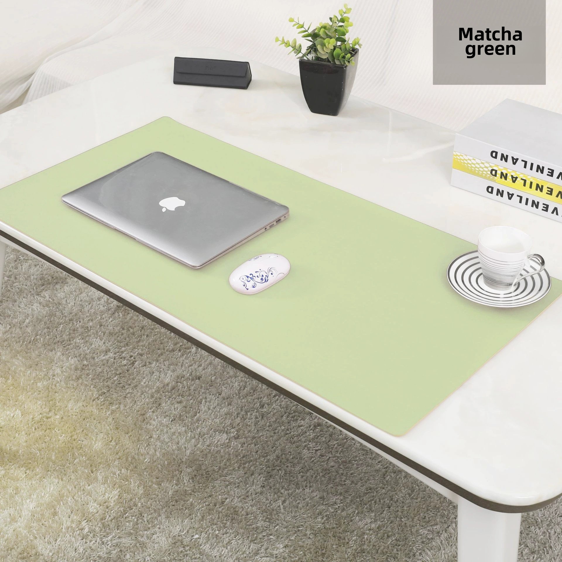 1 Pcs Large Size 600*300mm Office Desk Protector Mat PU Leather Waterproof Mouse Pad Desktop Keyboard Desk Pad Gaming Mousepad: green
