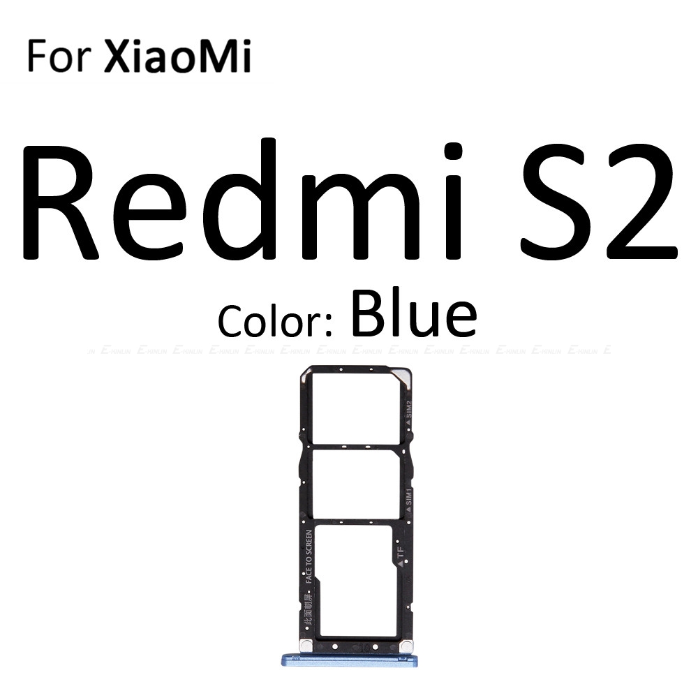 Carte Sim prise fente plateau lecteur support connecteur Micro SD adaptateur conteneur pour XiaoMi Redmi S2 7A 6A pièces de rechange: For Redmi S2 Blue