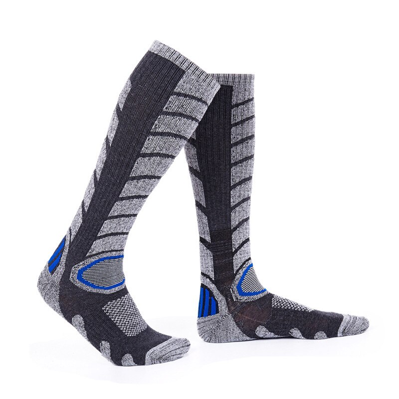 1 paire chaussettes de Ski à longues barreled hommes femmes Terry Ventilation thermique bas activités de plein air Ski randonnée escalade hiver: GREY 39-44