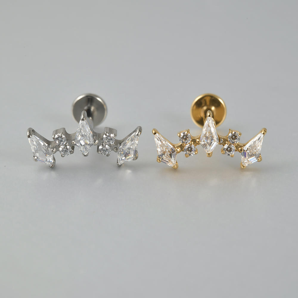 1pcs G23 Solid Titanium CZ Paard oog Bloem Kraakbeen Oorbel Stud 16G Intern Schroefdraad Zon Helix oor Tragus Piercing Sieraden: WHITE / Licht Geel Goud Kleur