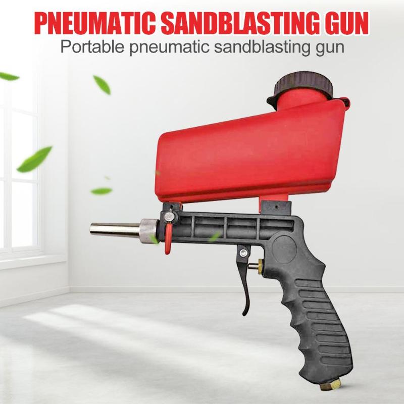 90psi Portable Gravity Sandblasting Gun Aluminium Pneumatic Sandblaster Spray Gun Sand Removal Blasting Power Machine