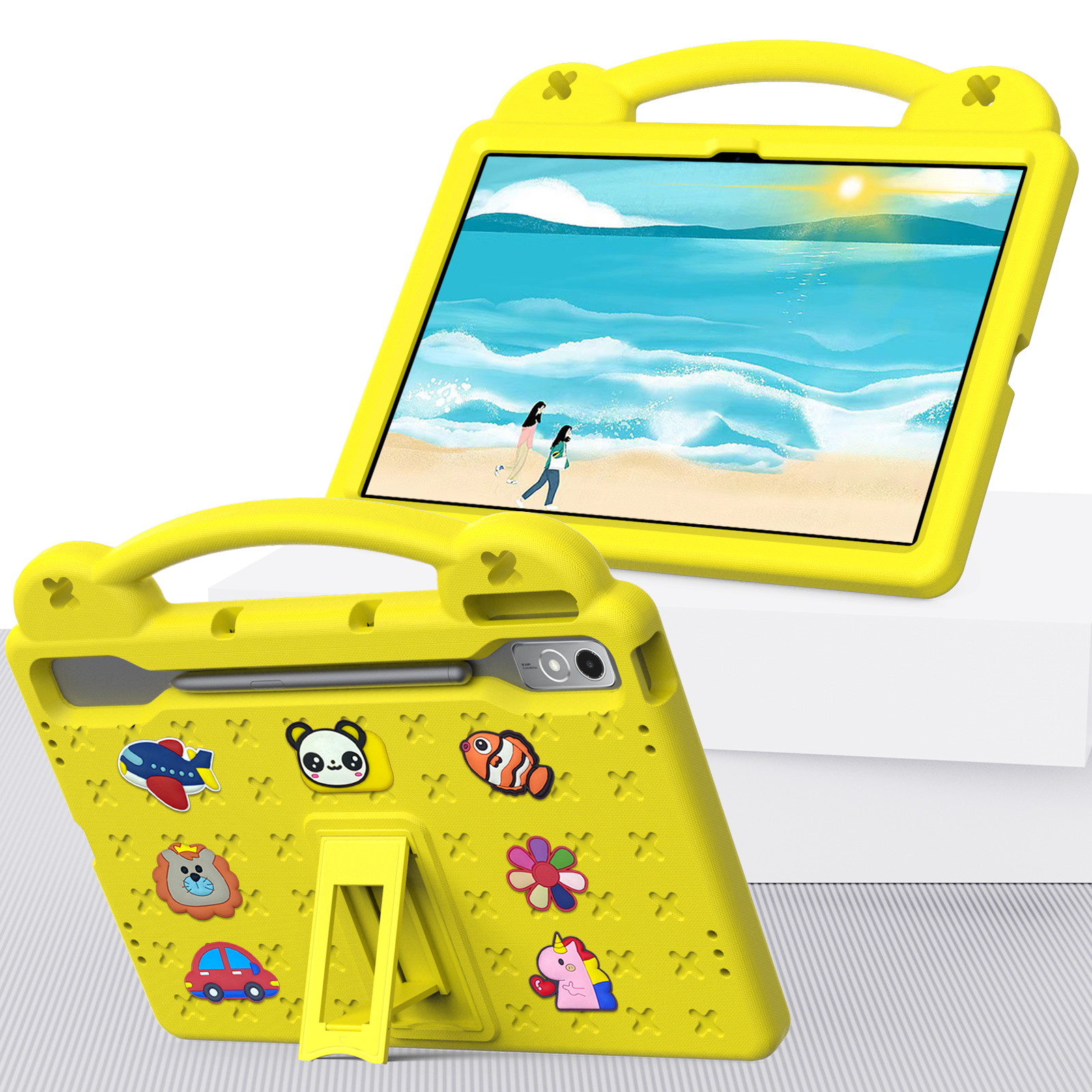 For Lenovo Xiaoxin Pad Pro 12.7 inch funda P12 TB- 370 Kids Safe EVA Tablet Case Shockproof Cover Stand Shell Protector: 12.4 / WHITE