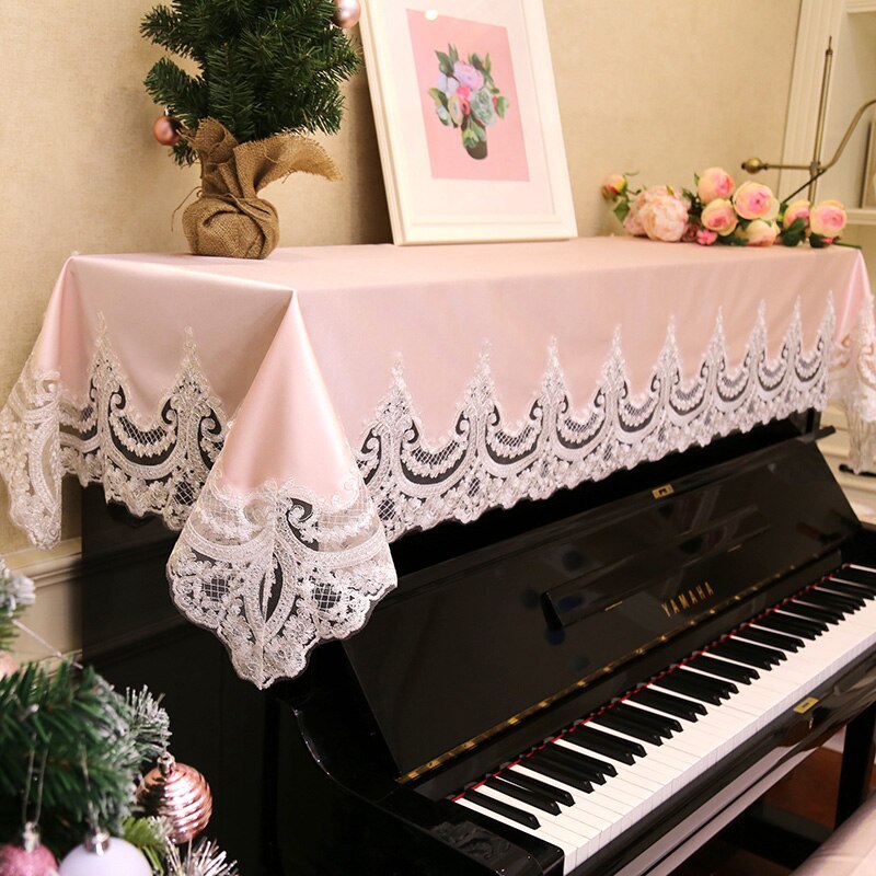 Demi-ensemble de couverture de piano en dentelle de , tissu de piano coréen, serviette de piano de style princesse, anti-poussière de couleur pure, 100x210cm: 4 / Chair cover78x38cm