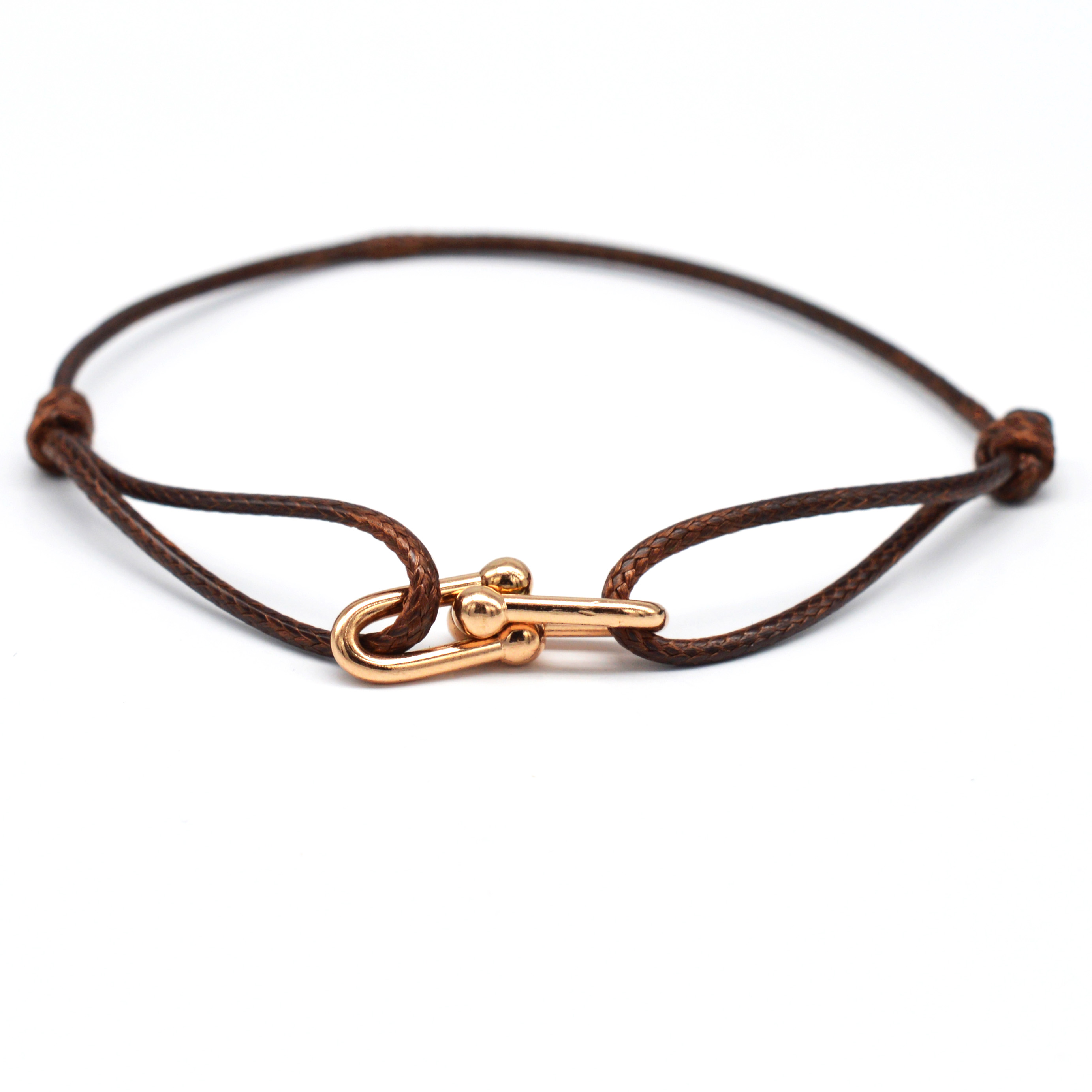 Zalman-pulsera con hebilla de herradura de bambú Simple, cinta trenzada, pulseras de cuerda ajustables DIY, joyería de acero inoxidable para hombres y mujeres