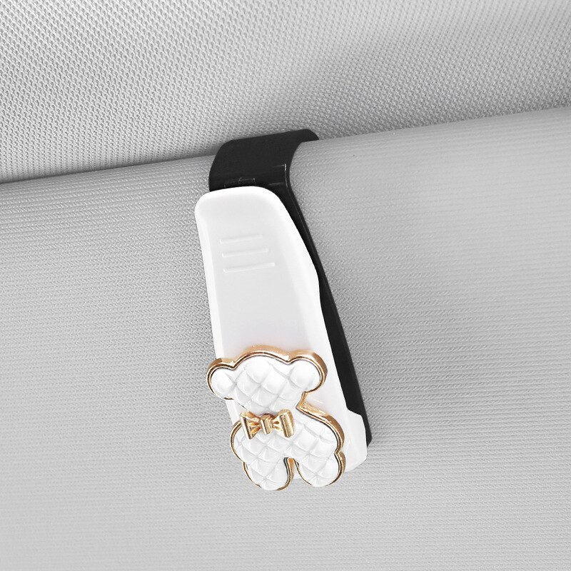 Porte-lunettes de soleil en ABS pour voiture, étui Portable pour lunettes de soleil: white bear