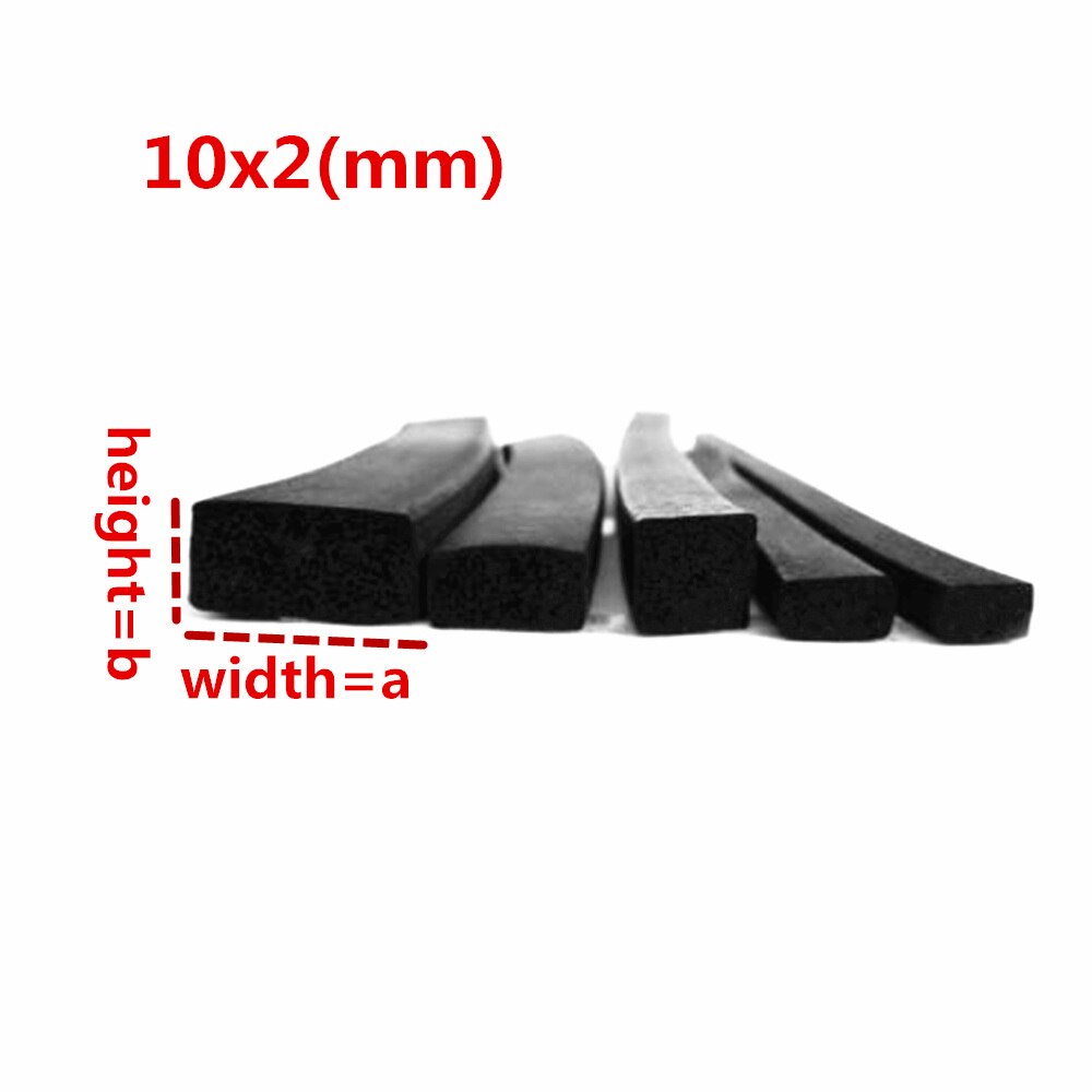 5 meter firkantet forseglingsskumsvamp antikollisionsbånd lydisoleret gummitætning med klæbende bagside til bildørsvindue: 10 x 2mm