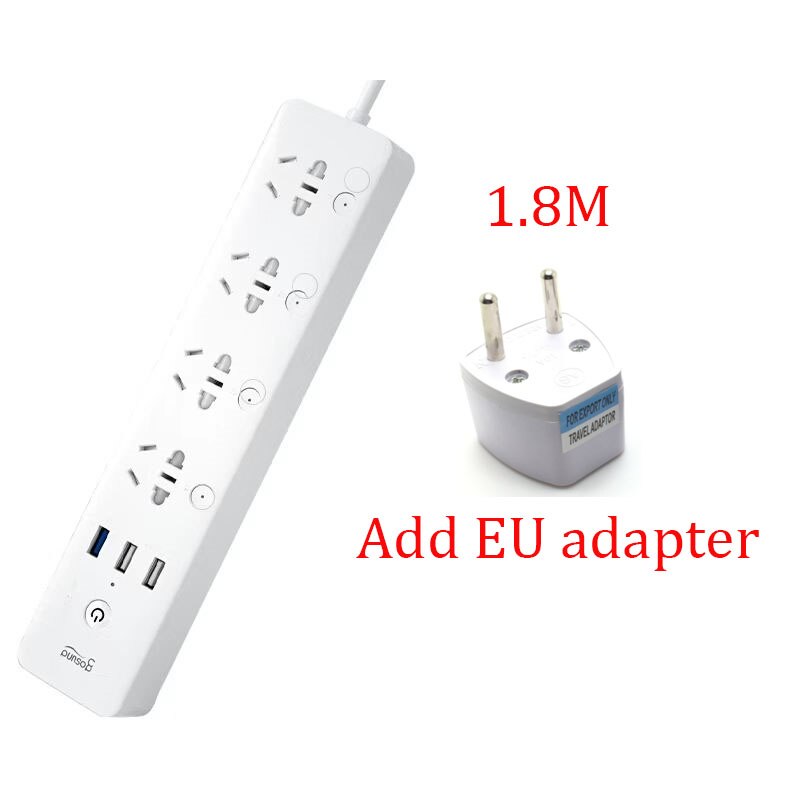 Youpin-regleta inteligente Gosund CP5, Control por voz WIFI, 4 enchufes, 3 USB, 18W, carga rápida, enchufes de extensión, funciona con la aplicación Mijia: add EU adapter