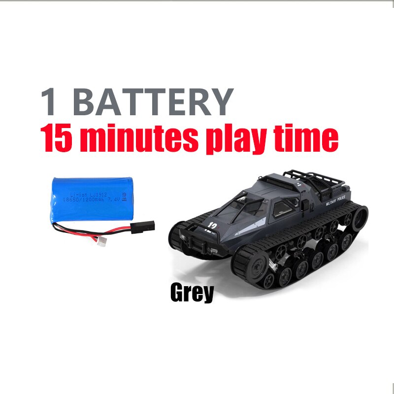 2.4G Rc Drift Tank Auto 1:12 Hoge Snelheid 12 Km/h Volledige Proportionele Controle Voertuig Modellen 5M Waden Diepte vleugelvormige Deur: grey with 1battery
