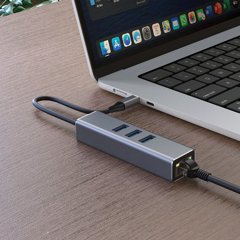 USB 3.0 HUB 1000Mbps 3 Ports USB 3.0 Type C HUB USB to Rj45 Gigabit Ethernet Adapter for MacBook Laptop Computer