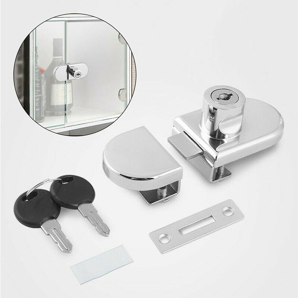 Cabinet Door Lock Glass Display Cabinet/Showcase Locks Single/Double Door No Need Drilling Easy To Install Home Tool