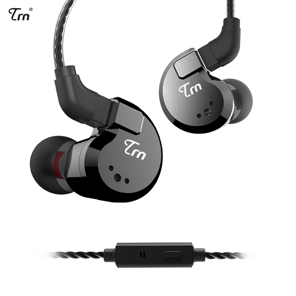 TRN V80 2BA + 2DD Hybrid Metall In Ohr Kopfhörer IEM HIFI DJ Monito Laufende Sport Kopfhörer Ohrstöpsel Headset 2Pin abnehmbare TRN V30: Black with mic