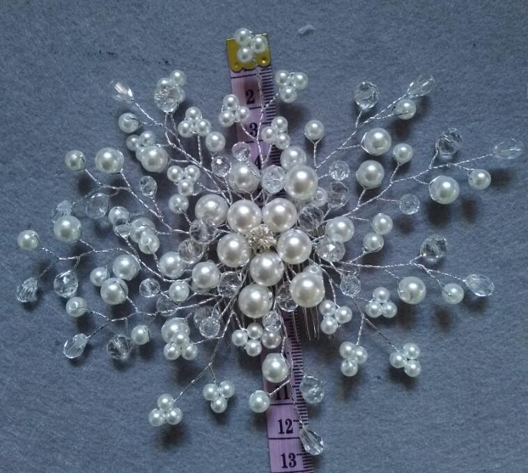Handmade Headdress with Pearl Wedding Headpiece Bride Pearl Hair Comb Evening Dinner Party Accessories for Women S797