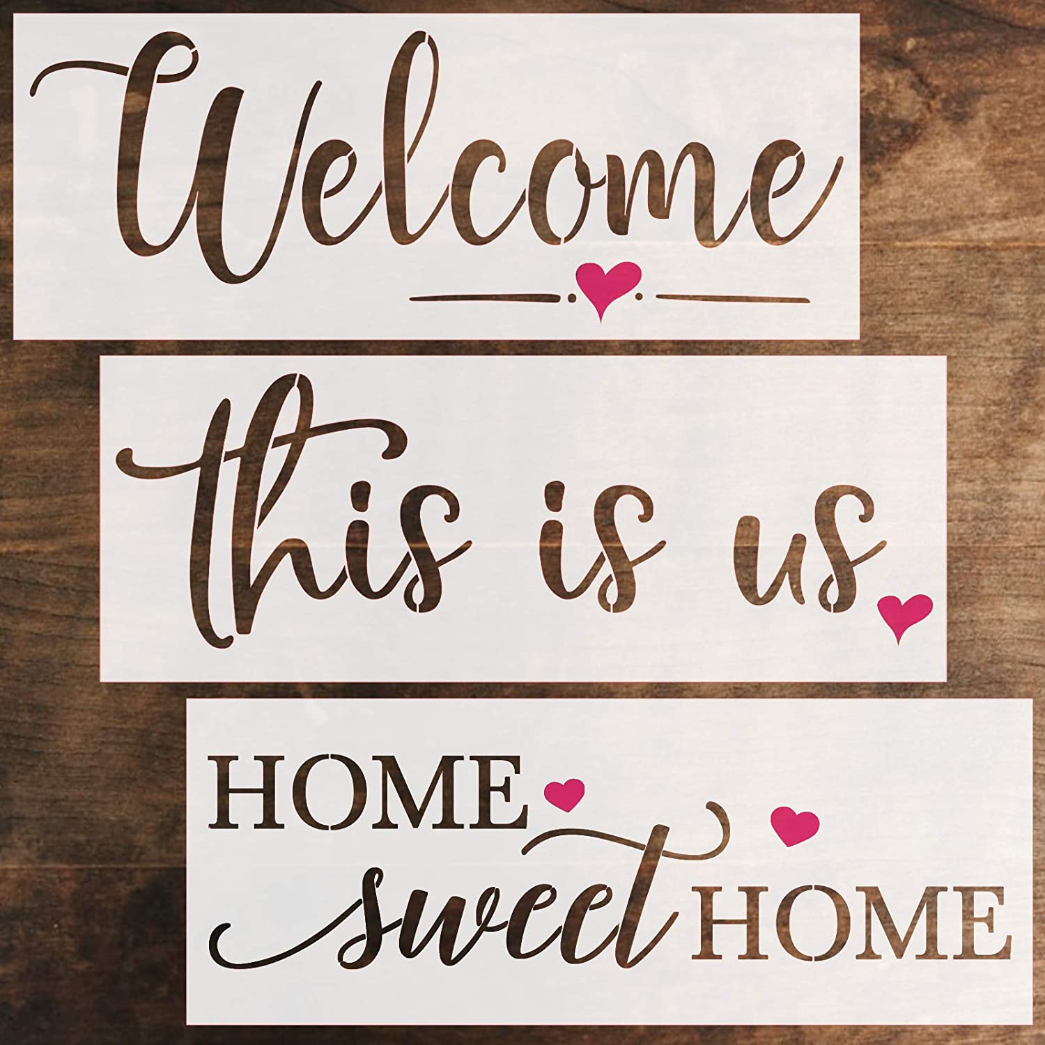 Reusable Large Word Stencils for Painting on Wood – Home Sweet Home, This is Us, Welcome