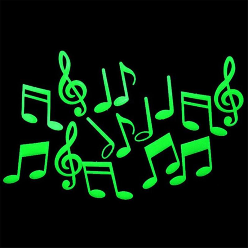 2PC Luminous Music Notes Wall Sticker Music Notes Wall Sticker Home Living Room Kitchen Bathroom Luminous Wall Stickers