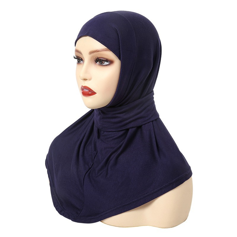 Classique Islam femmes prêt à porter Snap Fastener Hijabs pour femme couverture complète bandeau écharpe Turban casquettes Turbante Mujer: Red brown