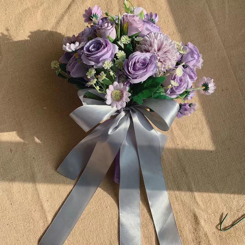 Real berühren Lila Rustikalen Lila Rose Blumen Hochzeit Blumensträuße Künstliche Champagner Boda Braut Strauß Dekoration Für Braut PH66