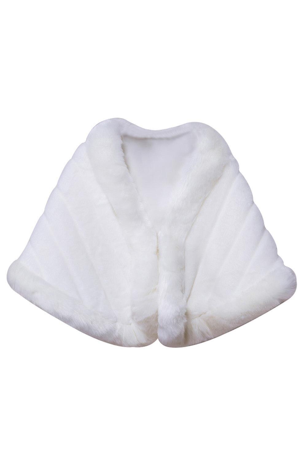 Vita kvinnor bröllop bolero fuskpäls brudomlottklänning sjal jacka stal cape kappa kort kappa bröllopstillbehör