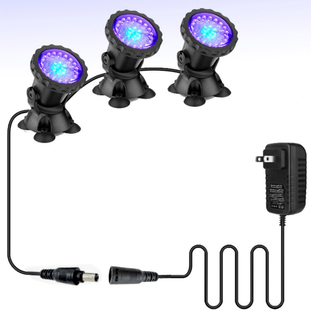 36LEDs RGB Underwater Spotlight 12V IP68 Waterproof Fountain Fish Tank Swimming Pool Pond Aquarium Garden Lamps