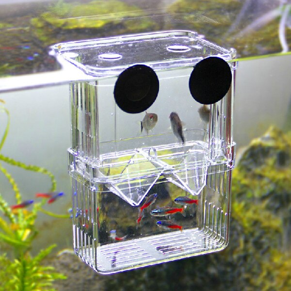 1 Pc 10,5*7,5*13,5 cm Acryl Fisch Zucht Box Aquarium Aquarium Züchter Box Isolation Box Doppel guppies Inkubator Aquarium