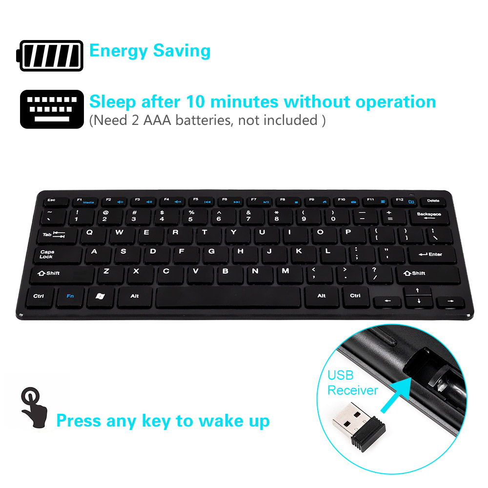 Wireless Keyboard and Mouse Combo 2.4 GHz Wireless Mouse Multimedia Keys for PC Windows XP /7/8/10 Android Smart TV Box