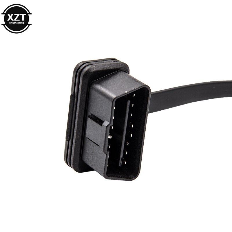 Cable plano Delgado OBD, Conector de escáner de diagnóstico, ELM327, 2 Interfaces, macho a hembra, extensión OBDII,