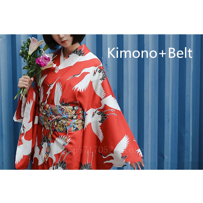 Japanese Kimono Traditional Crane Vintage Long Sle... – Vicedeal