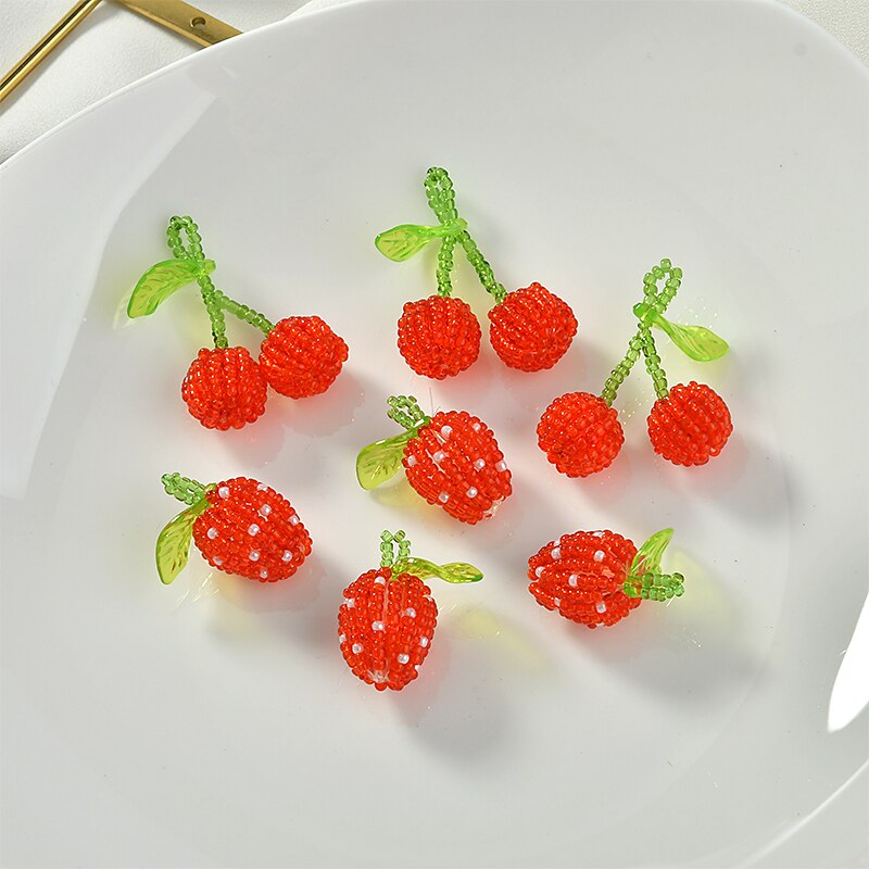 Cute red strawberry/Cherry shape 20pcs/lot handmade 3D floating lock charms diy jewelry earrings accessory: mix