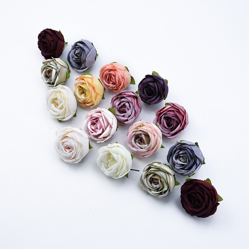 6 st te rosor huvud självlåda juldekorationer till hemmet bröllop bröllop tillbehör röjning konstgjorda blommor billigt