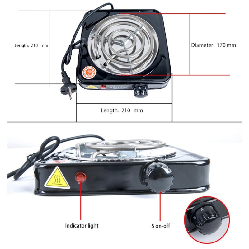 Estufa eléctrica portátil de un solo quemador, 110V/220V, 500W, para cocina, mini cocina con placa calefactora, estufas de encimera ajustables, enchufe europeo