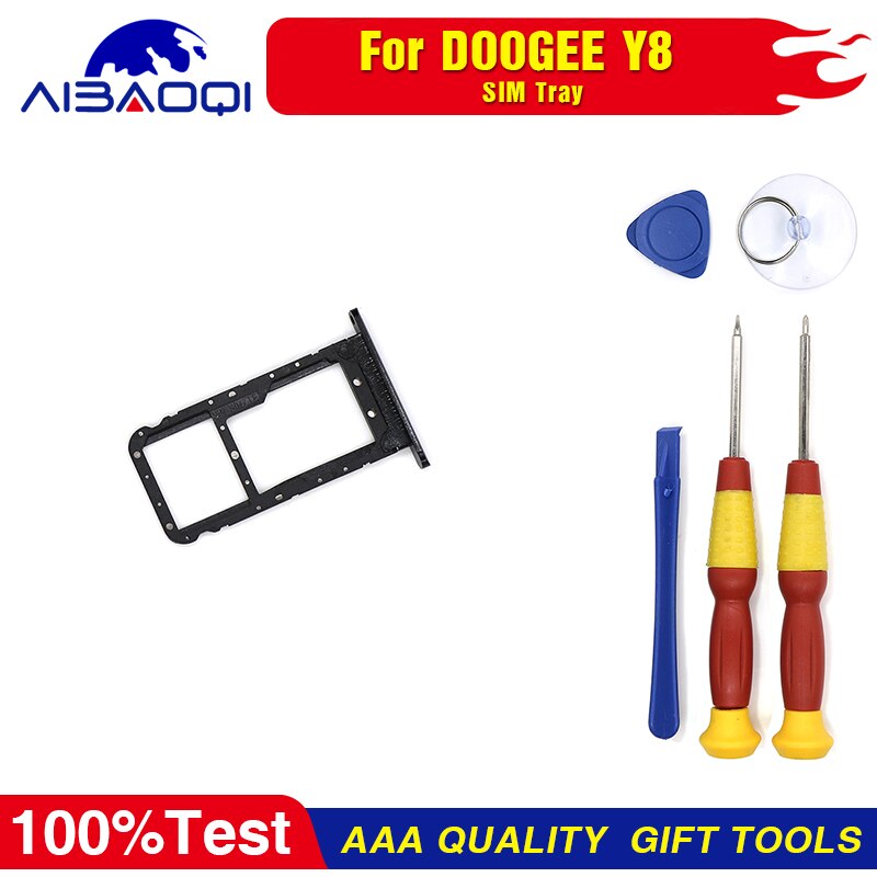 Doogee Y8 Sim del Supporto di Carta 100% Originale Carta di Sim del Supporto Del Vassoio Della Fessura Per Doogee Y8 Smart Phone Perfetto Parti di Ricambio strumenti gratuiti: With tools