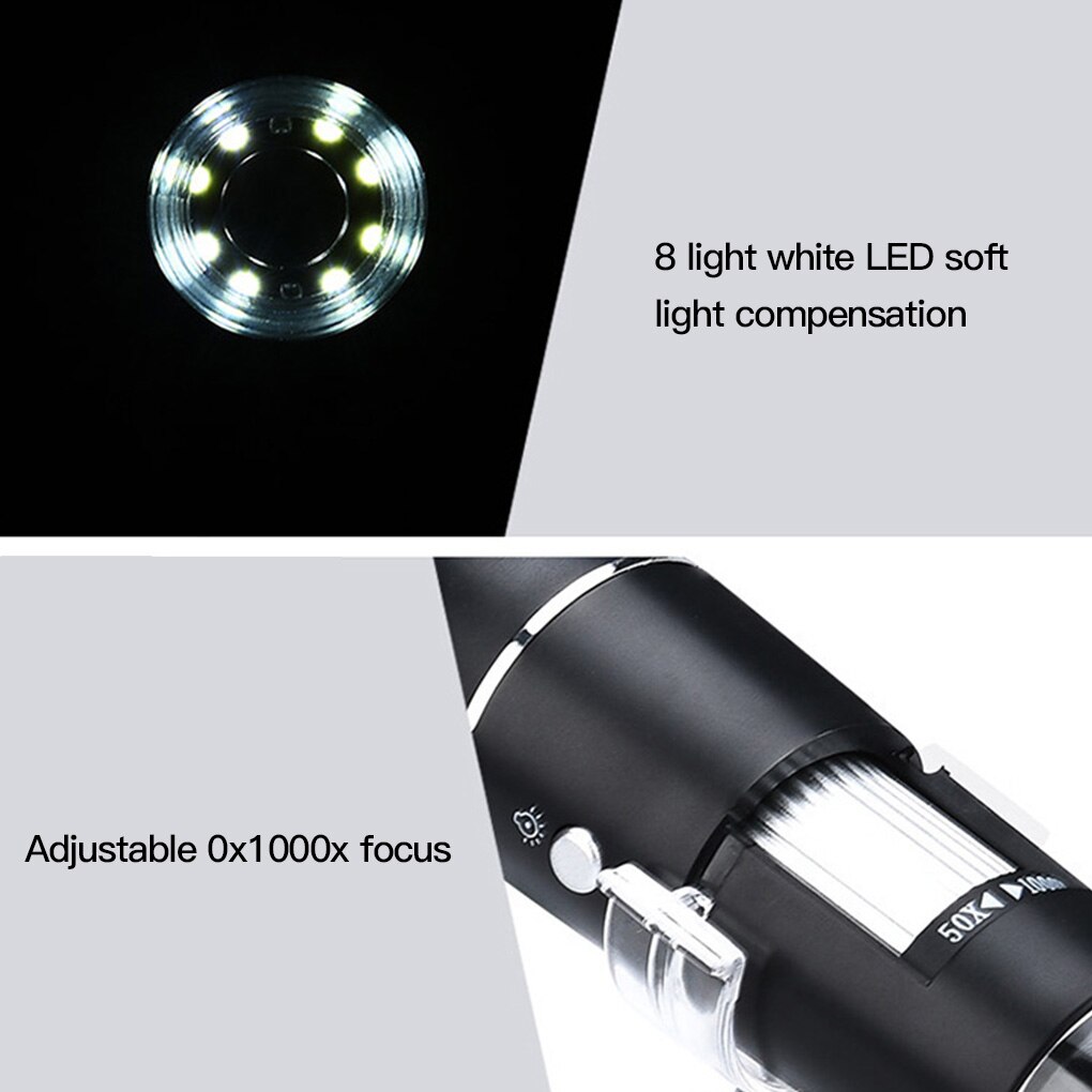 Einstellbare 8 LED Digital Mikroskop Typ-C/Micro USB Lupe Elektronische Stereo USB Endoskop für Mobile PC 500X/1000X/1600X