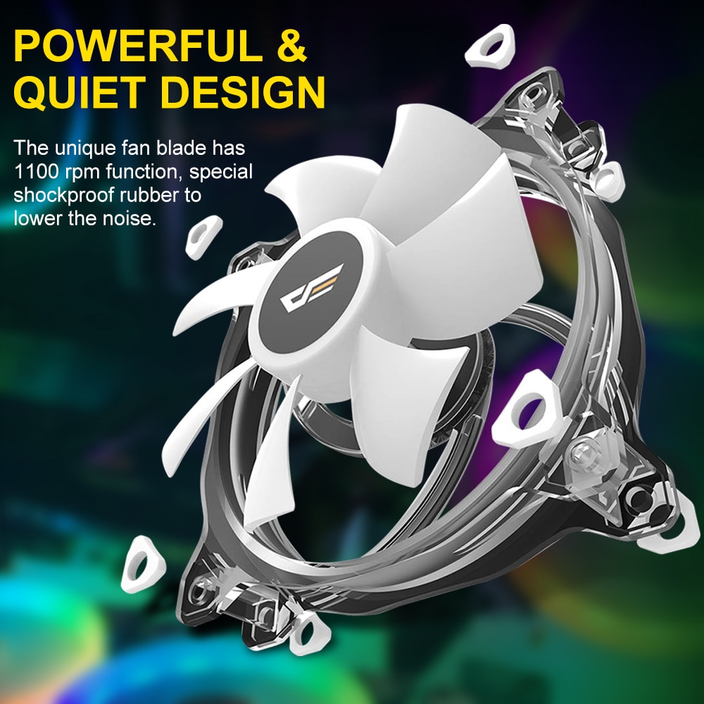 Darkflash PC Case Fan Computer 120mm Fan Clear Frame Quiet+Remote Computer Cooling CPU Cooler ASUS AURA SYNC RGB Case Fan CF8