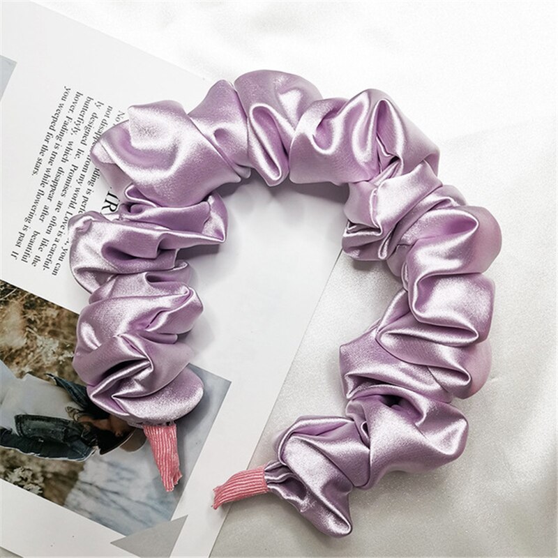 1 pc castone donne ragazze pieghe stile coreano morbido tinta unita fascia per capelli accessori per capelli fascia moda raso Hairhoop copricapo: Purple