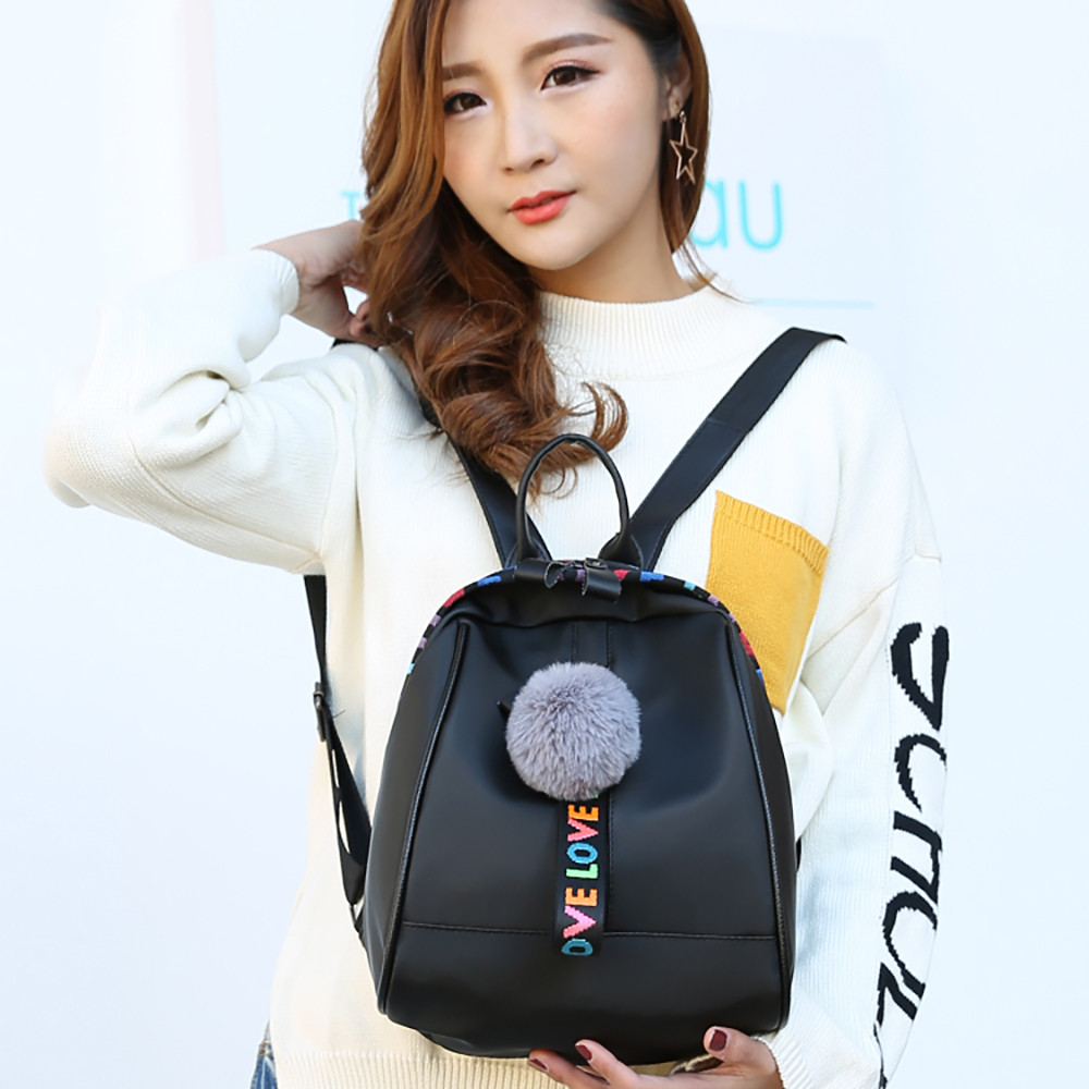 Female Soft PU Leather Mini Backpacks Students Fuzzy Ball Pendant Shoulder Schoolbags Women Small Travel Bag BackPack #25