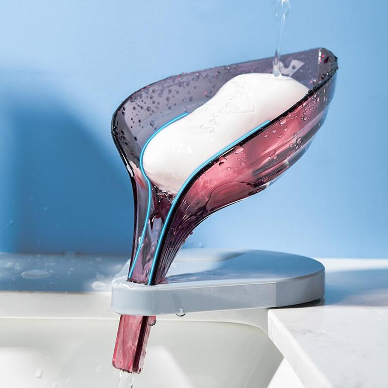 Såpeholder såpeskål oppbevaringsboks avløp baderomsorgan såpebrett sugekopp tørr bladform hjemmedekorasjon