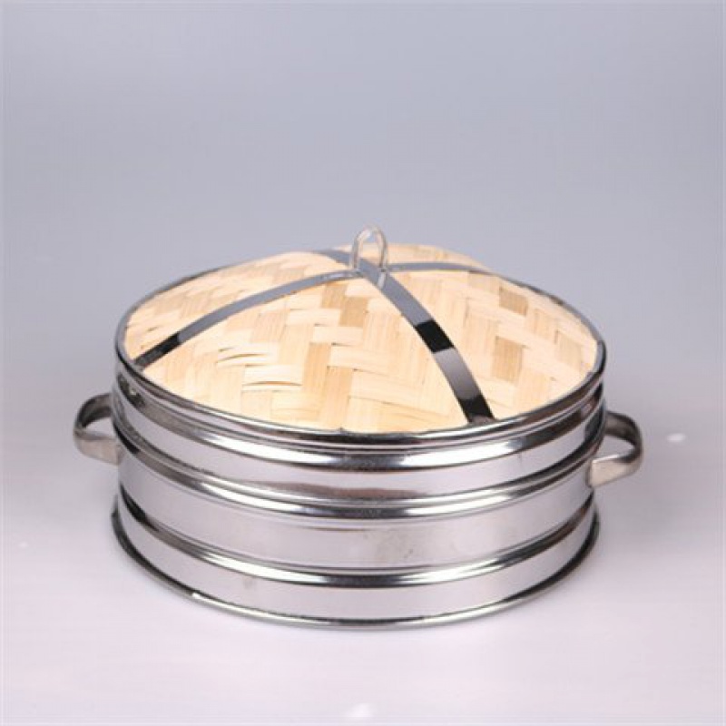 Vaporizador de bambú de acero inoxidable para arroz y verduras, bote de agua para cocina CY528: 18cm